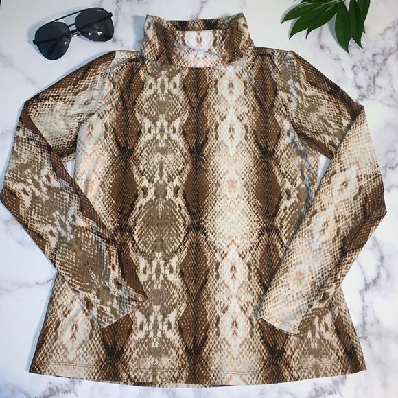 Apt. 9 Women's Tan Snakeskin Animal Print Mock Turtle Neck Size: Small - Picture 8 of 8